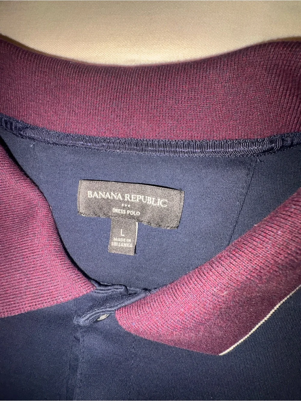Banana Republic Navy Polo with Burgundy Trim